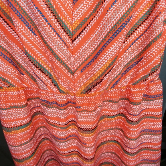 Tulle Orange V Neck Sleeveless Sundress Size M - Picture 3 of 6